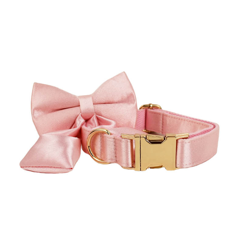 Pink Crystal Dog Collar And Leash With Ribbon Bow