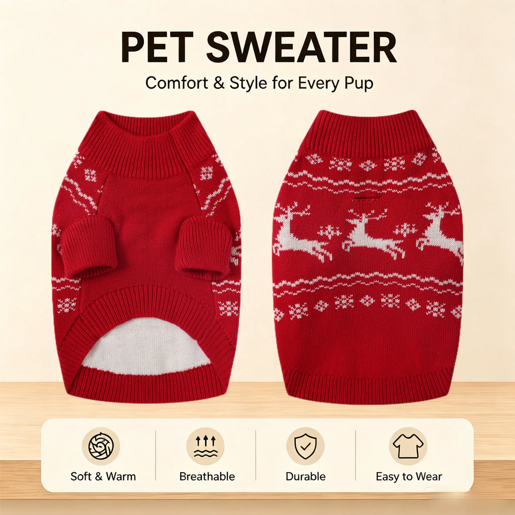 Christmas Dog Sweater Pet Warm Clothing Dog Winter Sweater Pet Cat Custom Patterned Clothing Dog Knitted Sweater