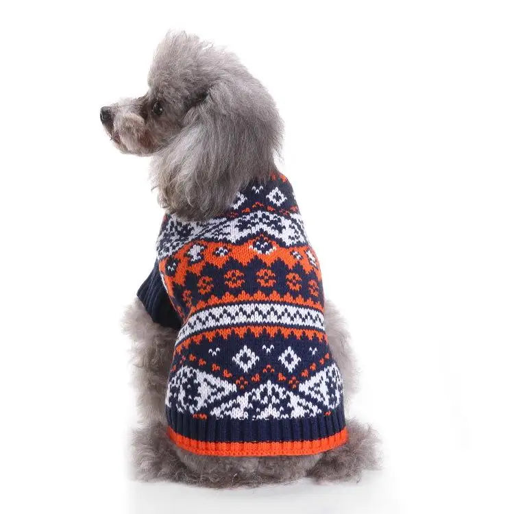 New Arrival Lovable Dog Sweaters Geometric Patterned Pet Clothes Made of Polyester for Winter Halloween Manufacturers Direct