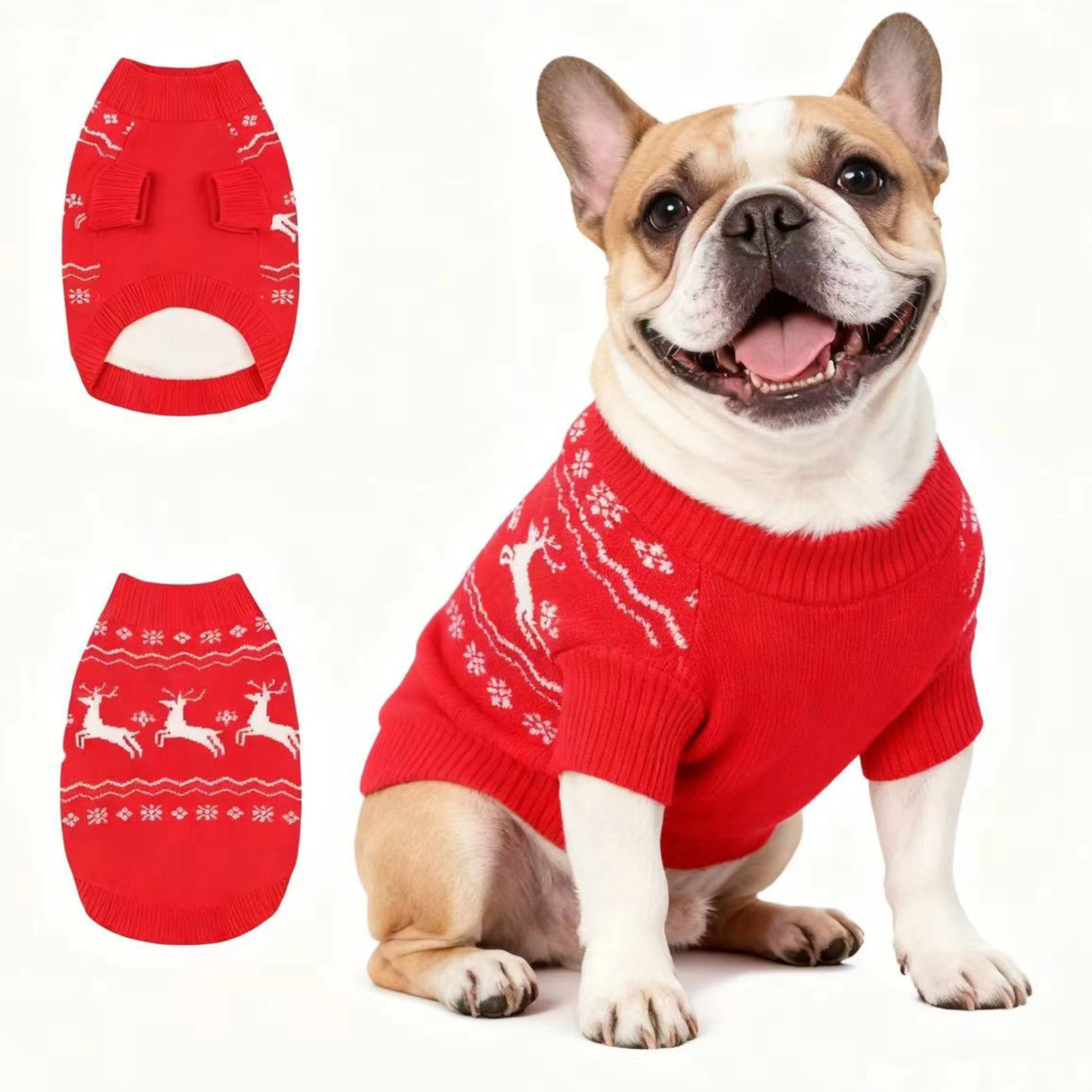Christmas Dog Sweater Pet Warm Clothing Dog Winter Sweater Pet Cat Custom Patterned Clothing Dog Knitted Sweater
