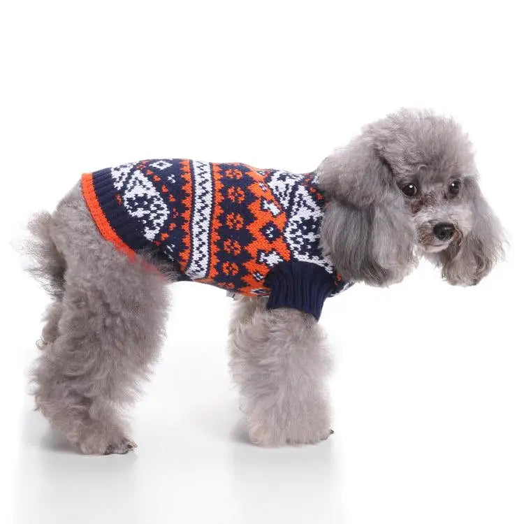 New Arrival Lovable Dog Sweaters Geometric Patterned Pet Clothes Made of Polyester for Winter Halloween Manufacturers Direct