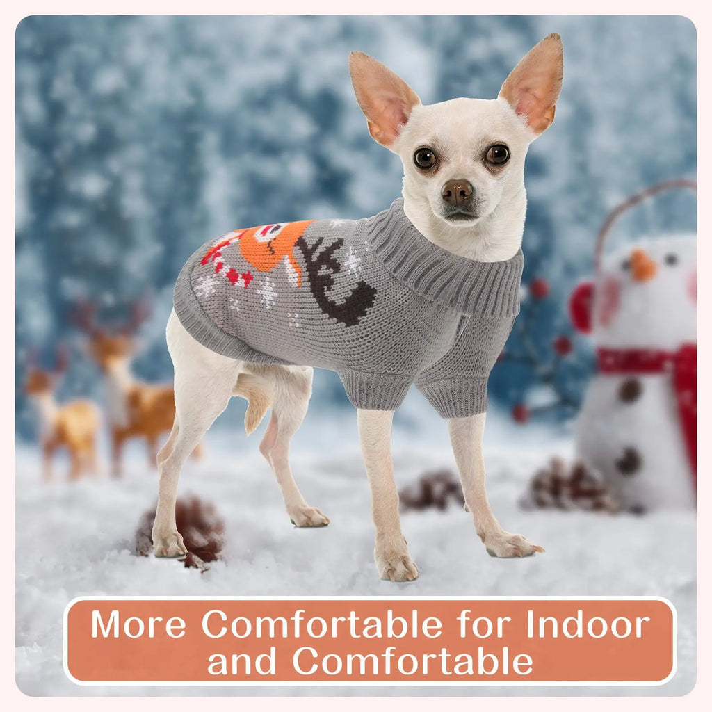 Warm Pet Dog Sweaters  Knitted Puppy Cat Coat Chihuahua Yorkie Customes Winter Clothes Small Medium Dogs Christmas Moose Sweater