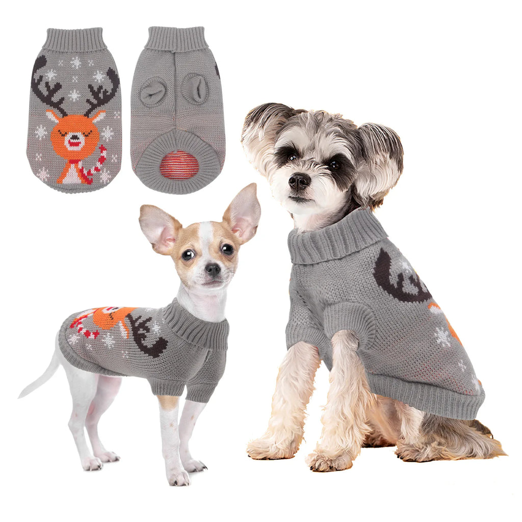 Warm Pet Dog Sweaters  Knitted Puppy Cat Coat Chihuahua Yorkie Customes Winter Clothes Small Medium Dogs Christmas Moose Sweater