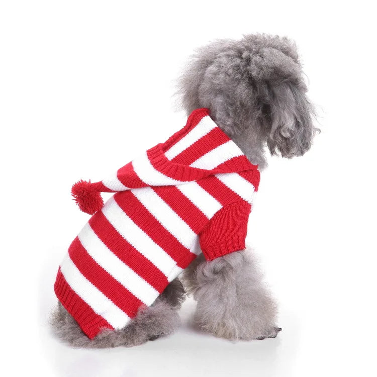Striped Sweater Knitted High Neck Fur Four Legged Sweater Autumn Pet Dog Clothing Supplies Christmas Small Dog Clothing
