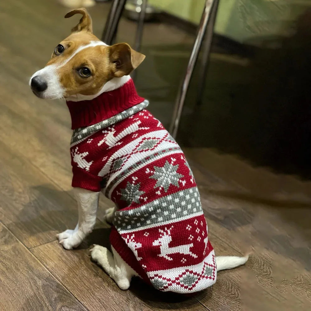 S-4XL Warm Pet Sweater Fair Isle style Knitted Wool Sweater Christmas Style New Year Costume For Chihuahua Yorkie French Bulldog