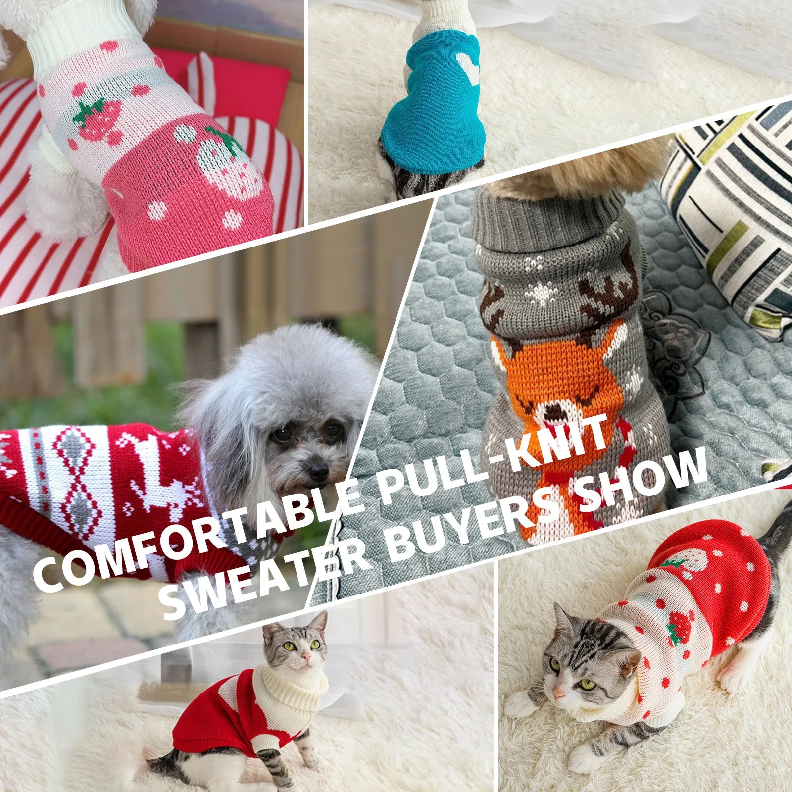 Warm Pet Dog Sweaters  Knitted Puppy Cat Coat Chihuahua Yorkie Customes Winter Clothes Small Medium Dogs Christmas Moose Sweater