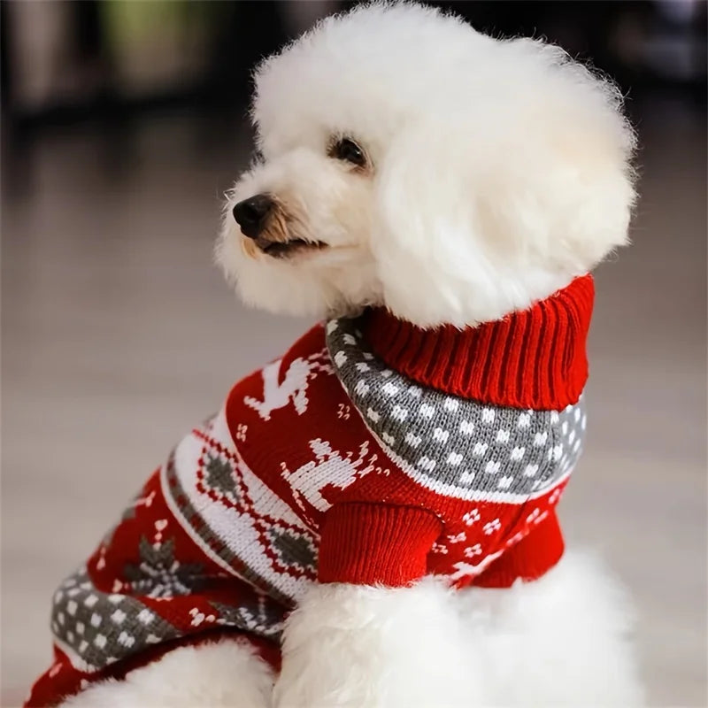 S-4XL Warm Pet Sweater Fair Isle style Knitted Wool Sweater Christmas Style New Year Costume For Chihuahua Yorkie French Bulldog