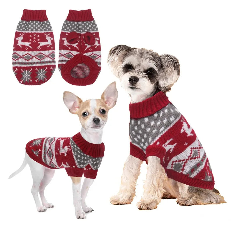 Warm Pet Dog Sweaters  Knitted Puppy Cat Coat Chihuahua Yorkie Customes Winter Clothes Small Medium Dogs Christmas Moose Sweater
