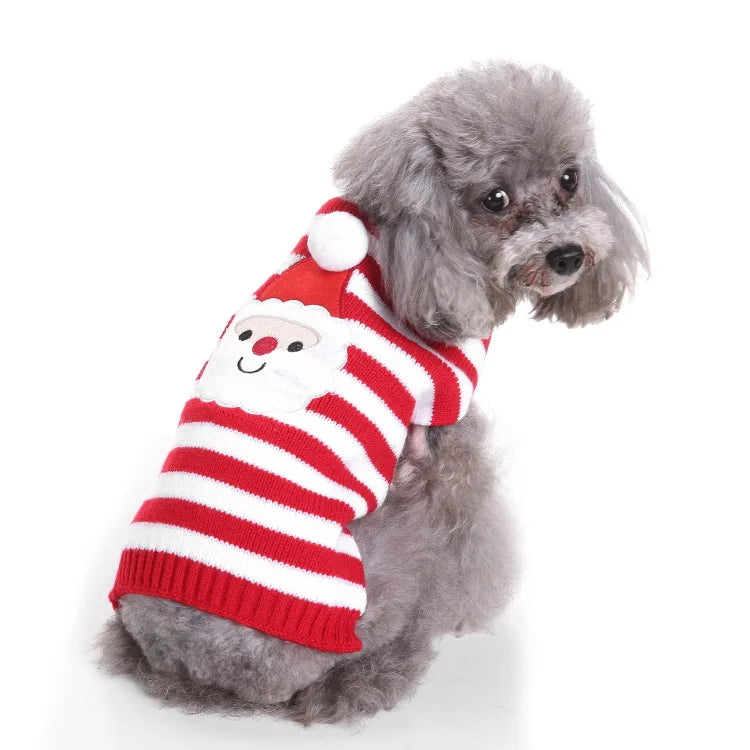 Striped Sweater Knitted High Neck Fur Four Legged Sweater Autumn Pet Dog Clothing Supplies Christmas Small Dog Clothing