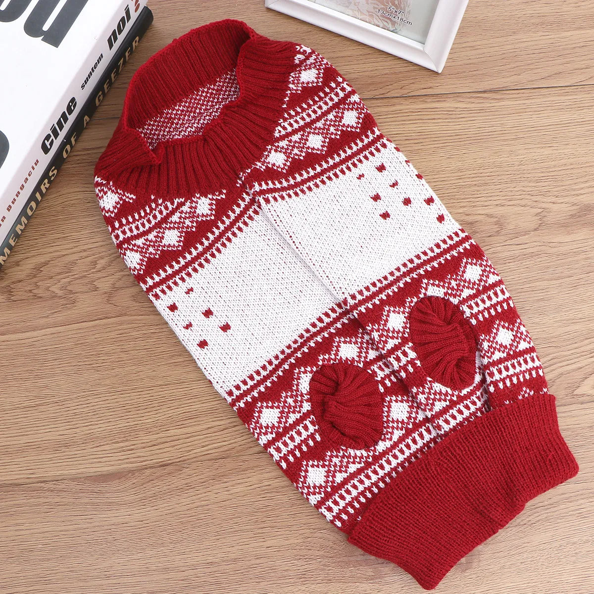 Pet Dog Knitted Sweater Warm Turtleneck Puppy Clothes Winter Clothing Christmas Print Stretchable Material Long Lasting Use