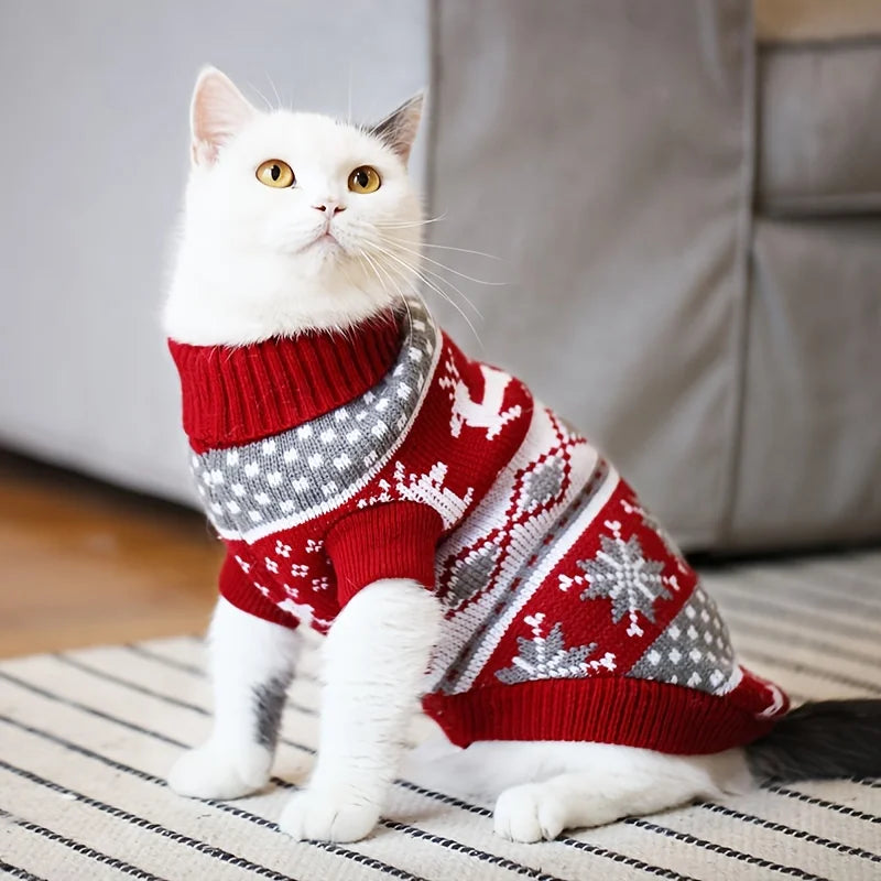 S-4XL Warm Pet Sweater Fair Isle style Knitted Wool Sweater Christmas Style New Year Costume For Chihuahua Yorkie French Bulldog