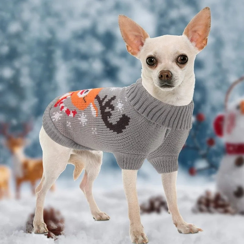 Warm Pet Dog Sweaters  Knitted Puppy Cat Coat Chihuahua Yorkie Customes Winter Clothes Small Medium Dogs Christmas Moose Sweater