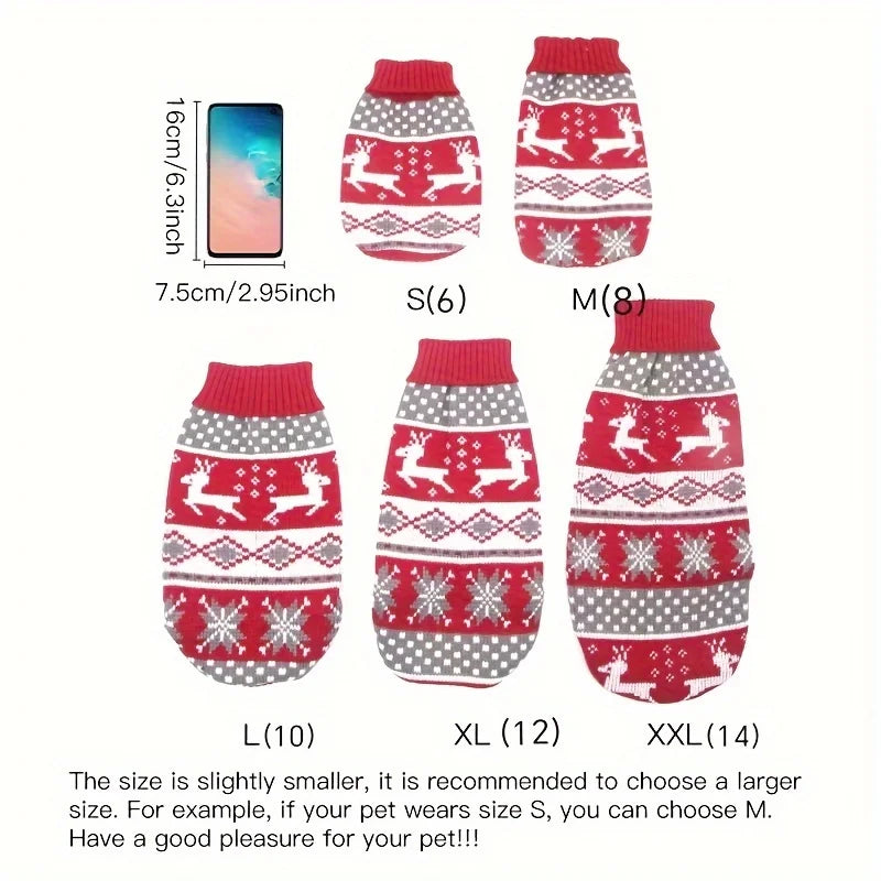 S-4XL Warm Pet Sweater Fair Isle style Knitted Wool Sweater Christmas Style New Year Costume For Chihuahua Yorkie French Bulldog