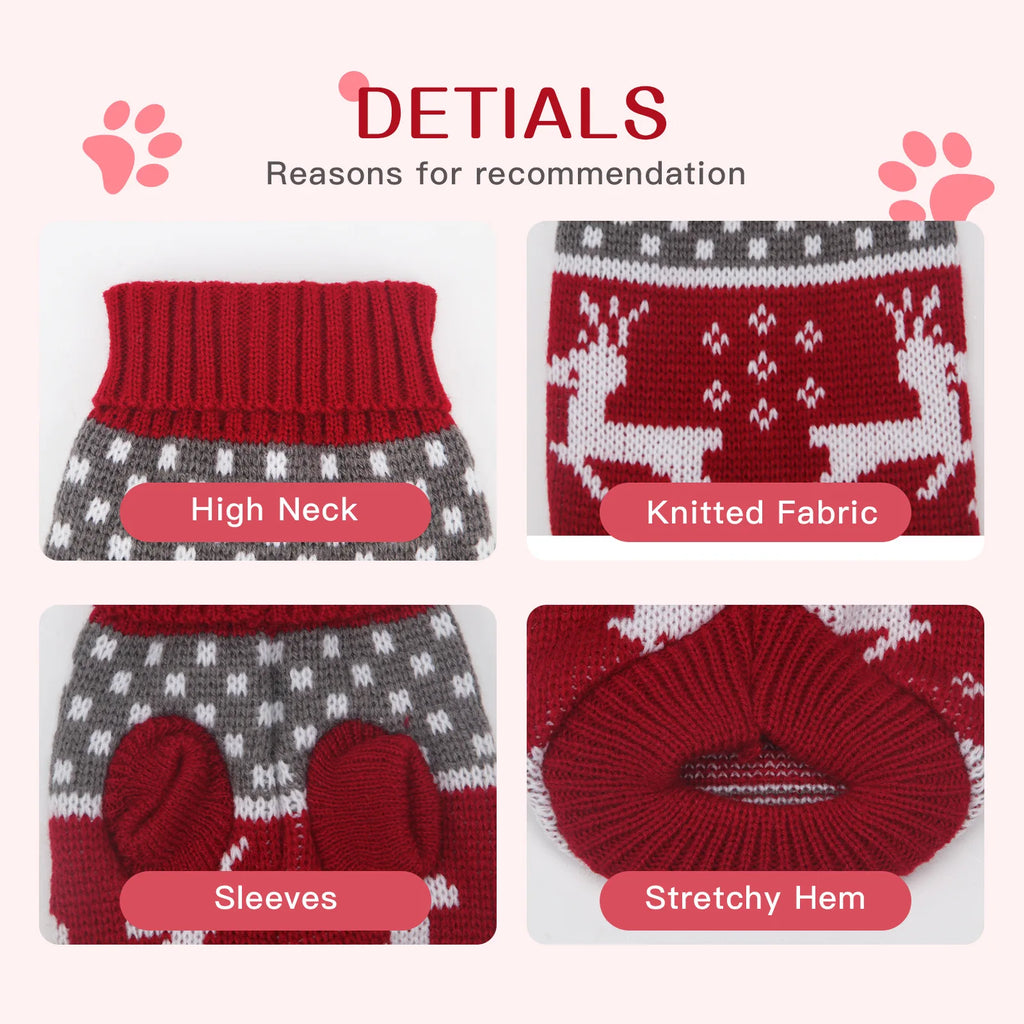 Warm Pet Dog Sweaters  Knitted Puppy Cat Coat Chihuahua Yorkie Customes Winter Clothes Small Medium Dogs Christmas Moose Sweater