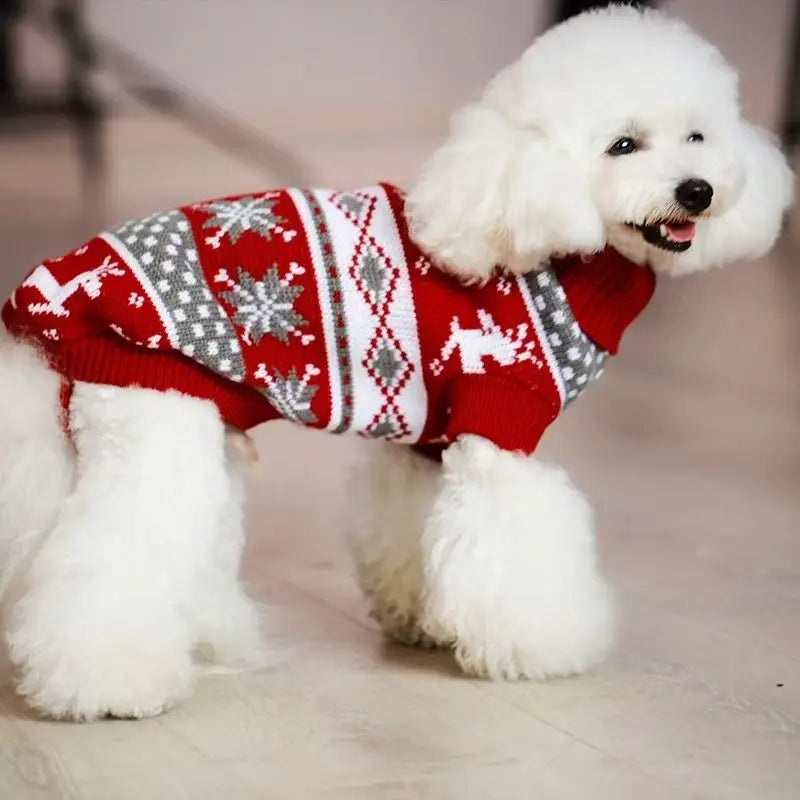 S-4XL Warm Pet Sweater Fair Isle style Knitted Wool Sweater Christmas Style New Year Costume For Chihuahua Yorkie French Bulldog