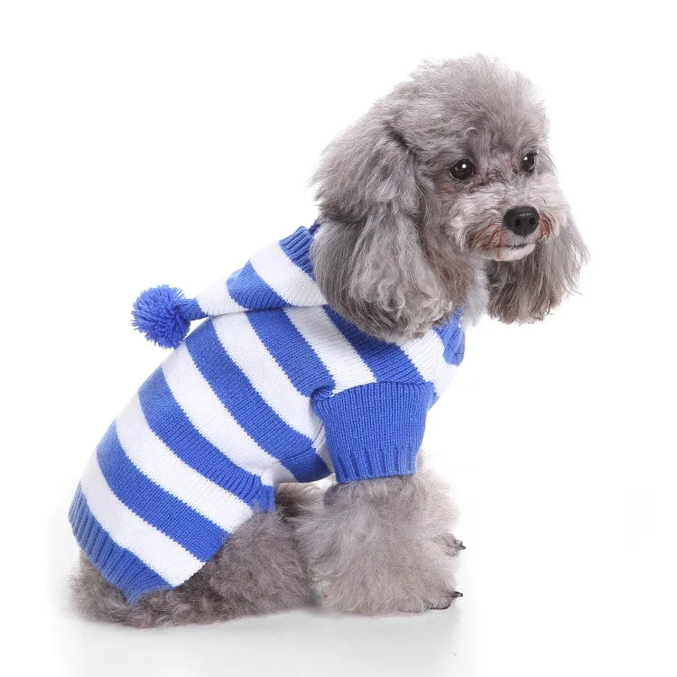 Striped Sweater Knitted High Neck Fur Four Legged Sweater Autumn Pet Dog Clothing Supplies Christmas Small Dog Clothing