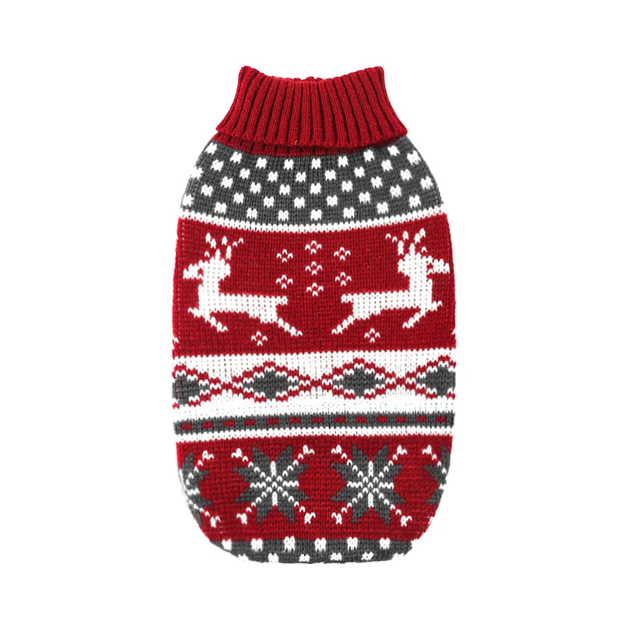 Warm pet dog sweaters for autumn and winter, winter dog clothes, wine red role-playing to create a festive atmosphere