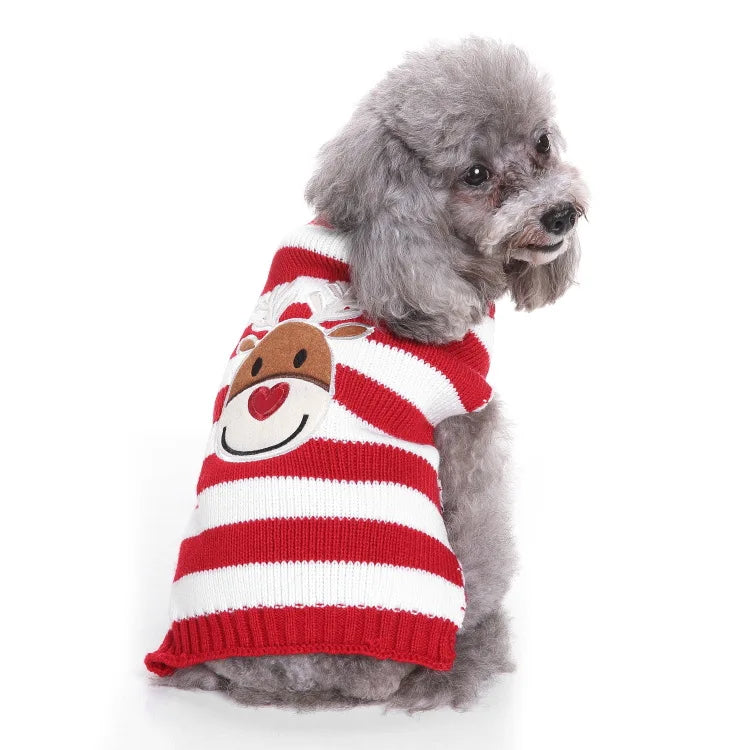 Striped Sweater Knitted High Neck Fur Four Legged Sweater Autumn Pet Dog Clothing Supplies Christmas Small Dog Clothing