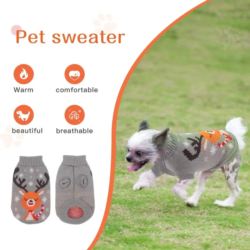 Warm Pet Dog Sweaters  Knitted Puppy Cat Coat Chihuahua Yorkie Customes Winter Clothes Small Medium Dogs Christmas Moose Sweater
