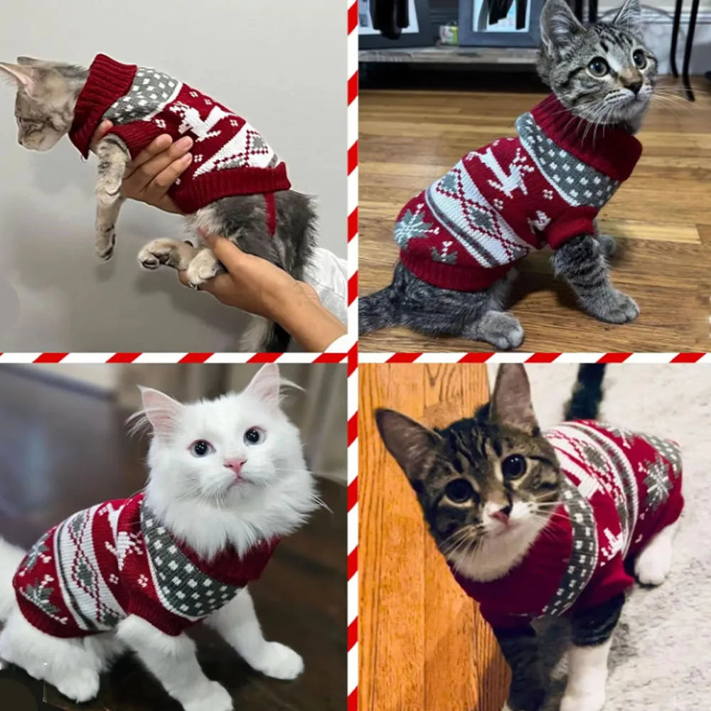 S-4XL Warm Pet Sweater Fair Isle style Knitted Wool Sweater Christmas Style New Year Costume For Chihuahua Yorkie French Bulldog