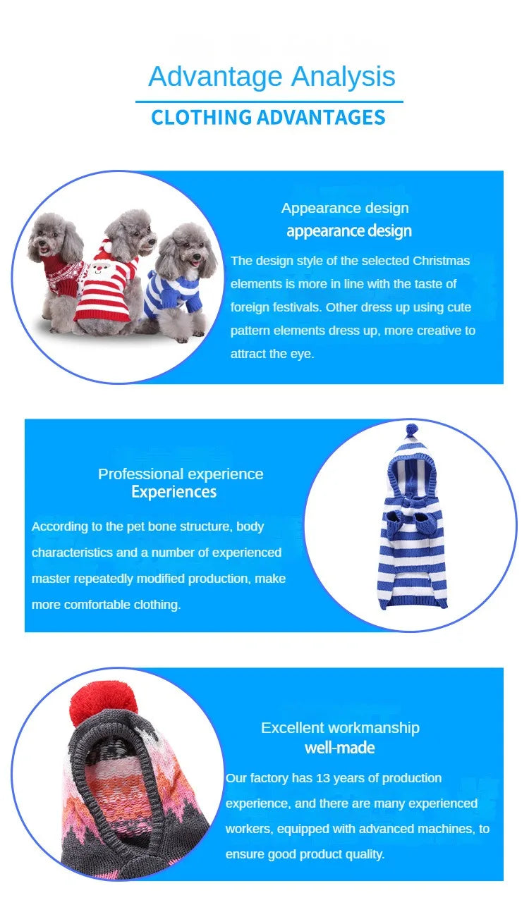 Striped Sweater Knitted High Neck Fur Four Legged Sweater Autumn Pet Dog Clothing Supplies Christmas Small Dog Clothing