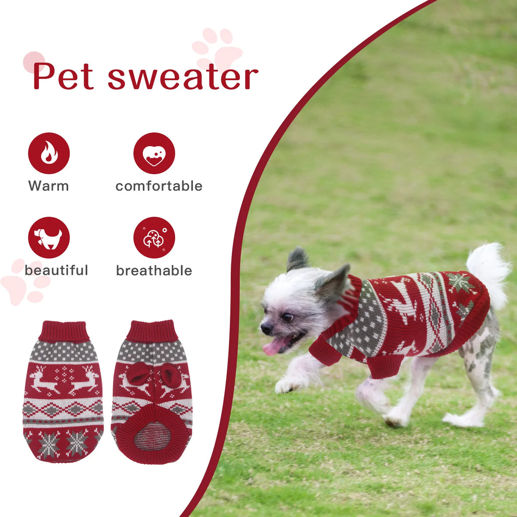 Warm Pet Dog Sweaters  Knitted Puppy Cat Coat Chihuahua Yorkie Customes Winter Clothes Small Medium Dogs Christmas Moose Sweater