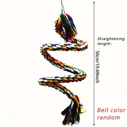1pc Parrot Bird Toy Hanging Braided Rope Pet Stand Training Accessories,Bird Cage Accessories Swing Toy