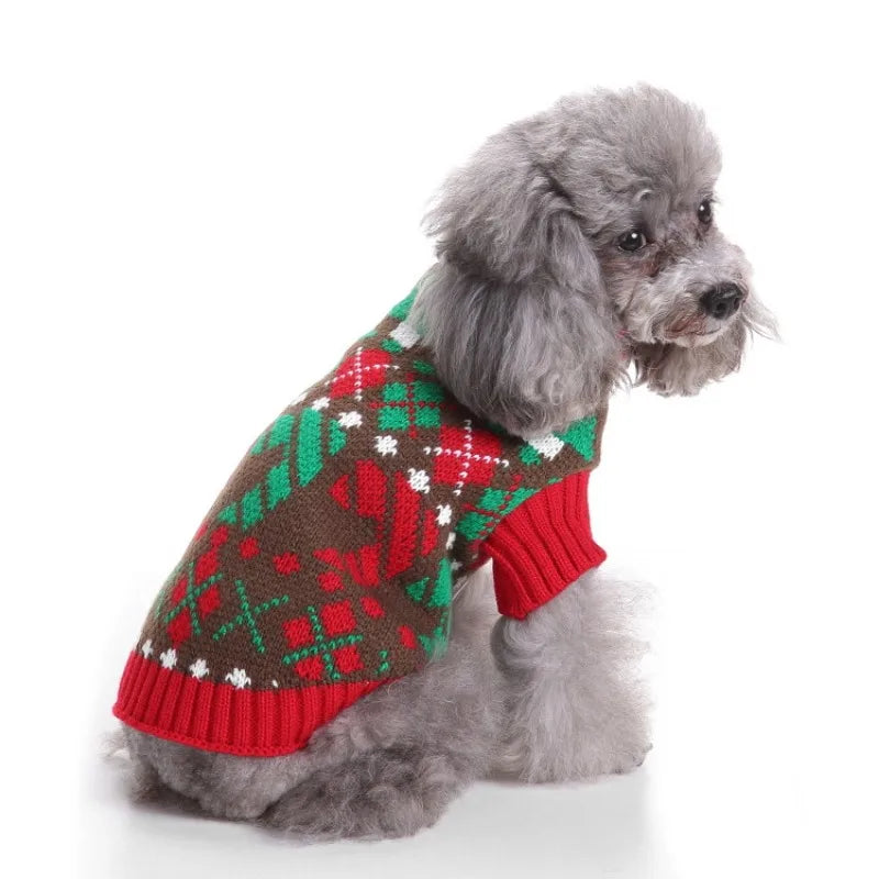Striped Sweater Knitted High Neck Fur Four Legged Sweater Autumn Pet Dog Clothing Supplies Christmas Small Dog Clothing