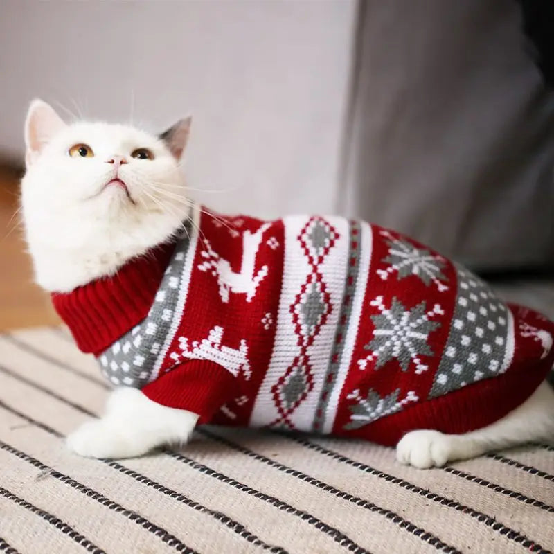S-4XL Warm Pet Sweater Fair Isle style Knitted Wool Sweater Christmas Style New Year Costume For Chihuahua Yorkie French Bulldog