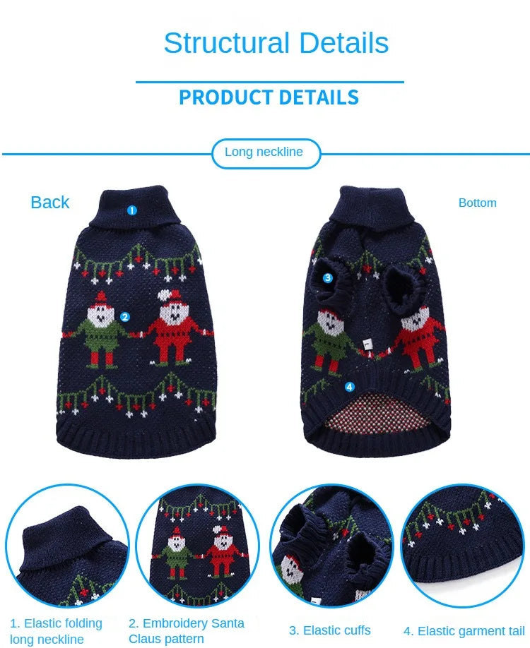 Striped Sweater Knitted High Neck Fur Four Legged Sweater Autumn Pet Dog Clothing Supplies Christmas Small Dog Clothing