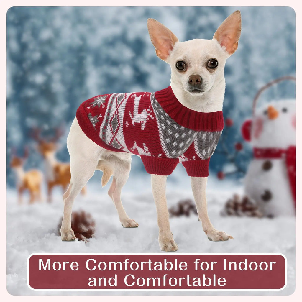 Warm Pet Dog Sweaters  Knitted Puppy Cat Coat Chihuahua Yorkie Customes Winter Clothes Small Medium Dogs Christmas Moose Sweater
