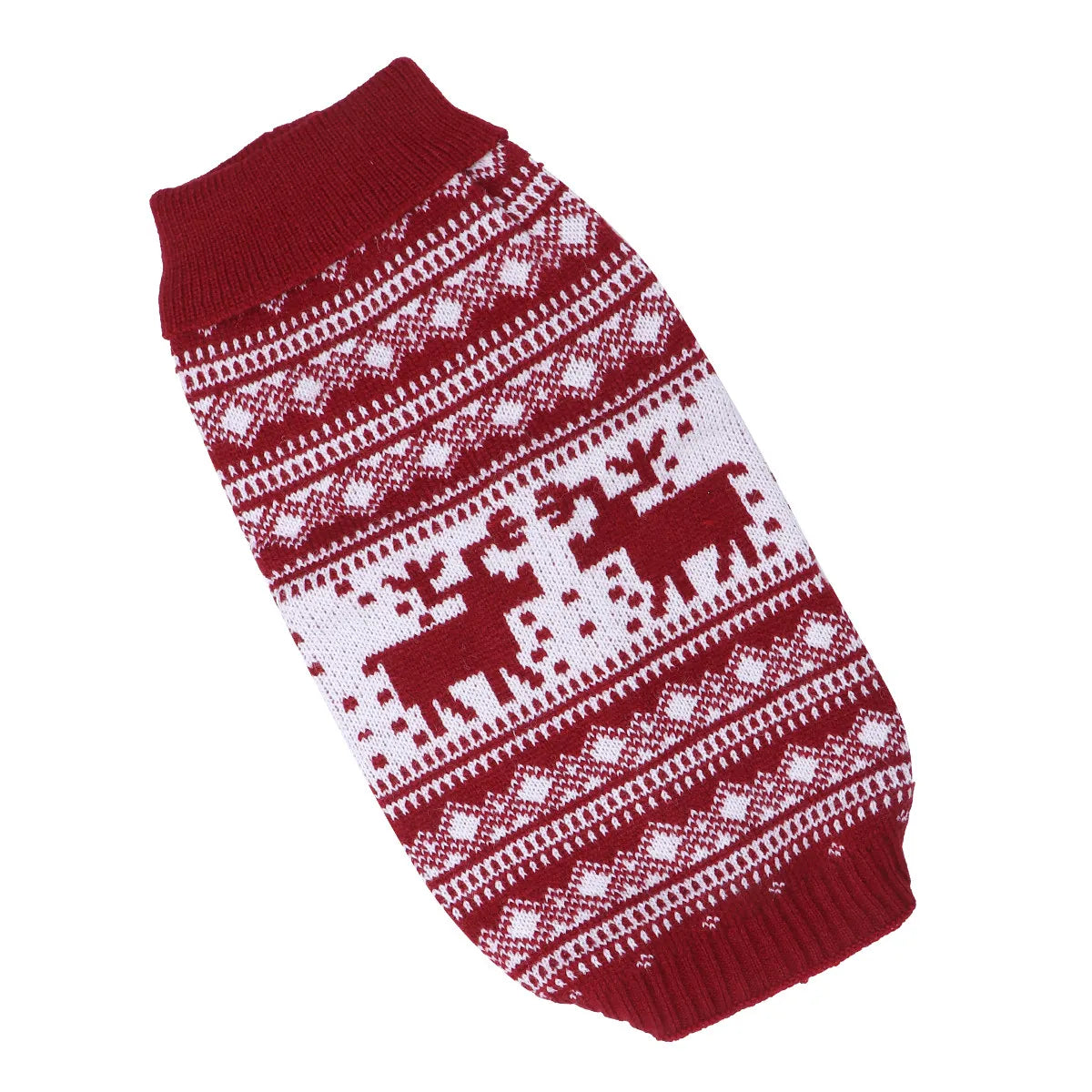 Pet Dog Knitted Sweater Warm Turtleneck Puppy Clothes Winter Clothing Christmas Print Stretchable Material Long Lasting Use