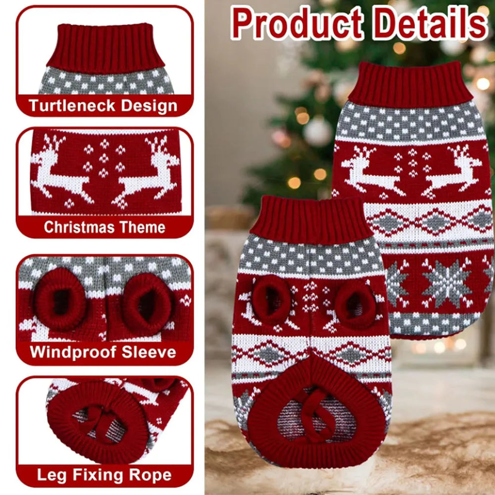 S-4XL Warm Pet Sweater Fair Isle style Knitted Wool Sweater Christmas Style New Year Costume For Chihuahua Yorkie French Bulldog