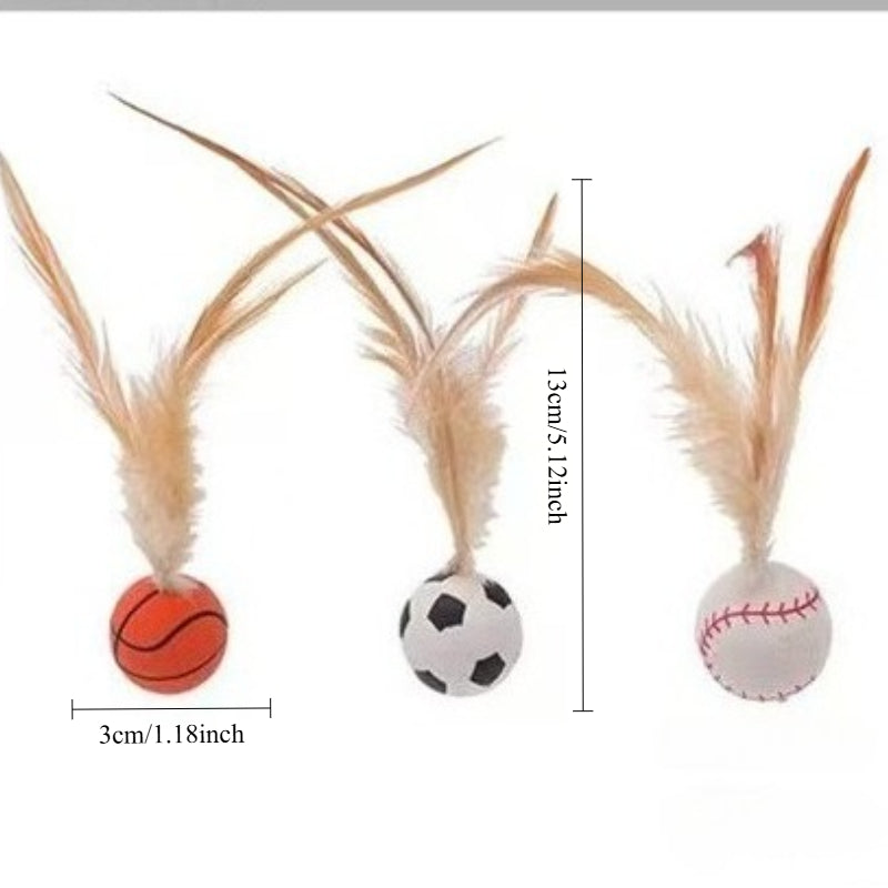 Cat Toys, Self-entertainment Balls, Feather Bouncy Balls, Cat Toys, Cat Self-entertainment And Boredom Relief, Dog Interactive Toys, Pet Supplies