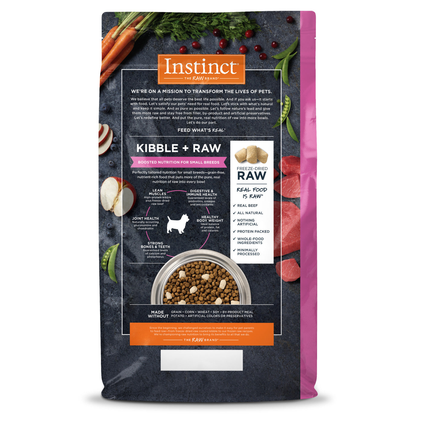 Instinct Raw Boost Adult Small Breed Grain Free Beef Dry Dog Food (3.5lb)
