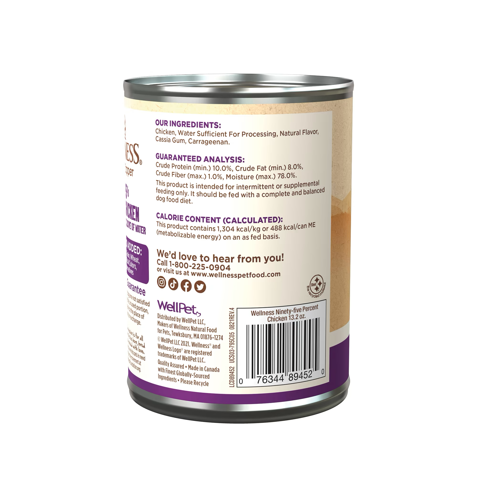 Wellness Adult 95% Chicken Wet Dog Food (13.2oz)